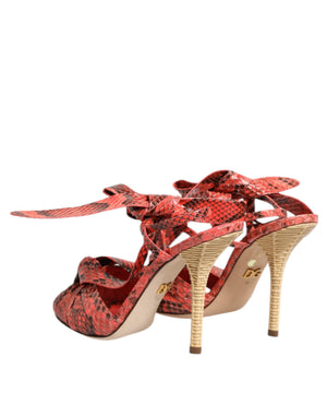 Koralle Python Leder Heels Sandalen Schuhe