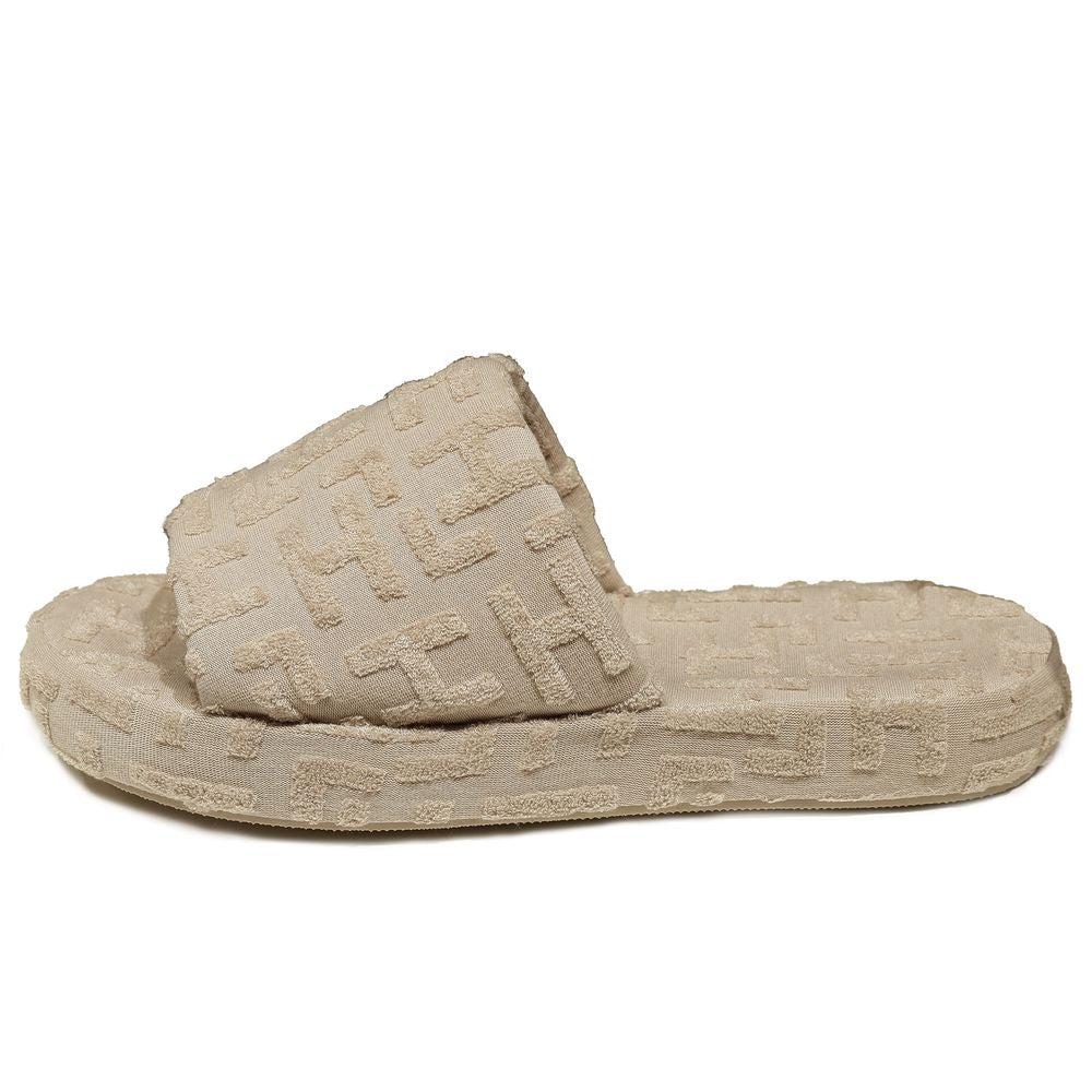 Beige Baumwolle Frauen Sandale