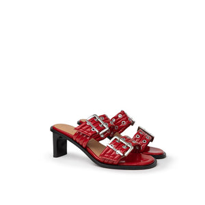Rote Leder-Stilettosandalen