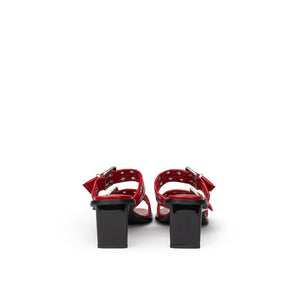 Rote Leder-Stilettosandalen