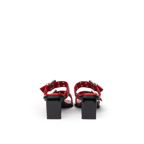 Rote Leder-Stilettosandalen
