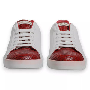 Weiß Rot Leder Logo Portofino Sneaker