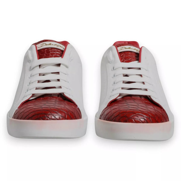 Weiß Rot Leder Logo Portofino Sneaker