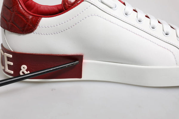 Weiß Rot Leder Logo Portofino Sneaker