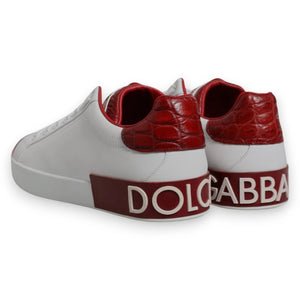 Weiß Rot Leder Logo Portofino Sneaker