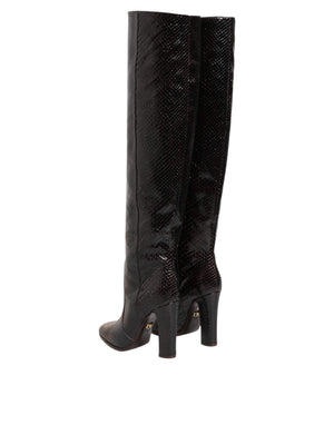 Braun Python Schlangenhaut Druck Reiten Stiefel Schuhe