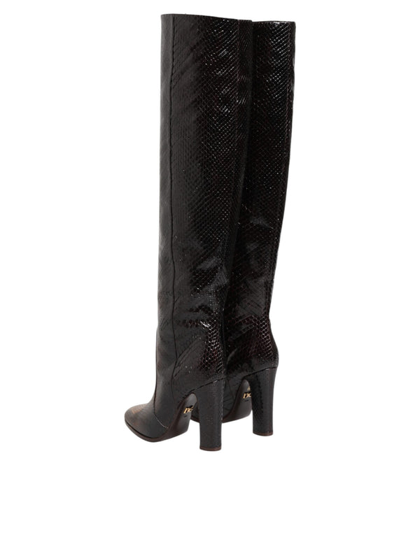 Braun Python Schlangenhaut Druck Reiten Stiefel Schuhe