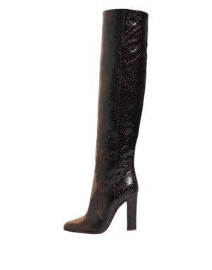 Braun Python Schlangenhaut Druck Reiten Stiefel Schuhe