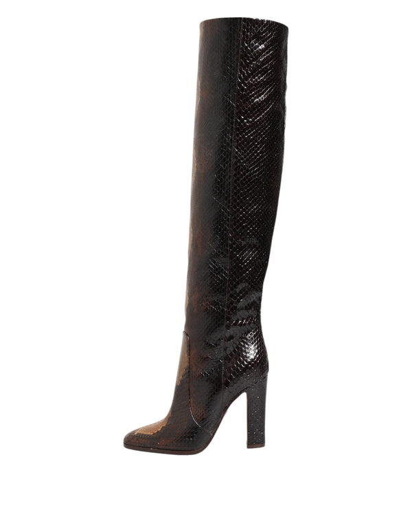 Braun Python Schlangenhaut Druck Reiten Stiefel Schuhe