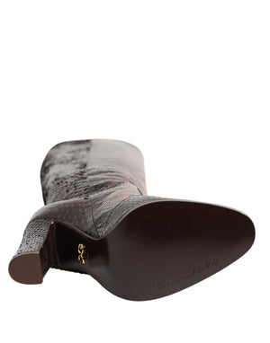 Braun Python Schlangenhaut Druck Reiten Stiefel Schuhe