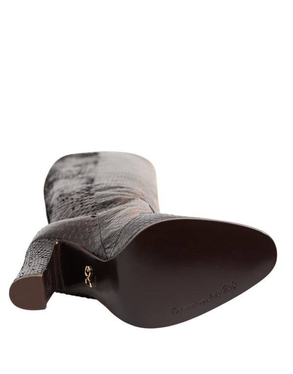 Braun Python Schlangenhaut Druck Reiten Stiefel Schuhe