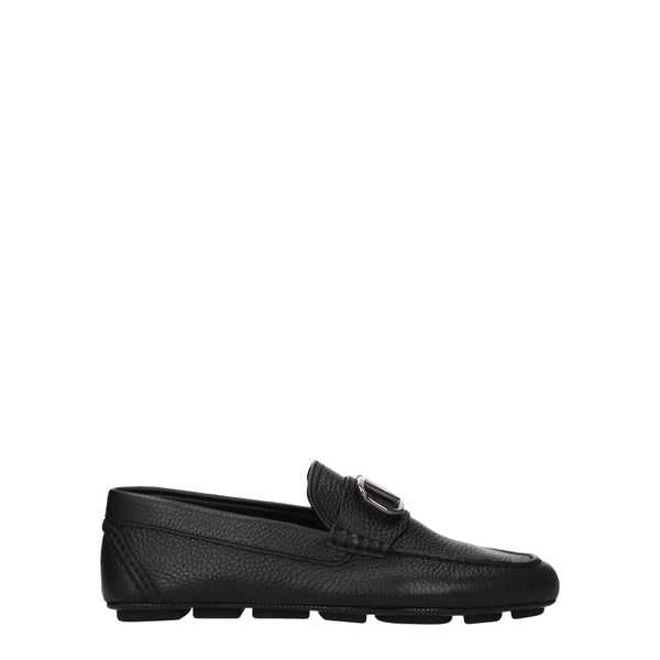 Schwarze Leder Slipper