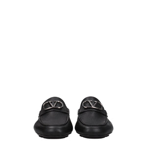 Schwarze Leder Slipper
