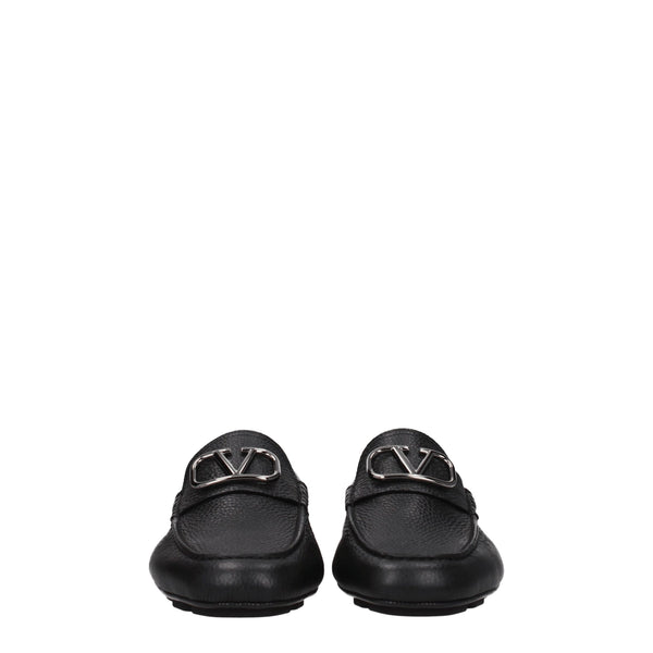Schwarze Leder Slipper