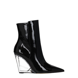 Schwarze Lederstiefeletten