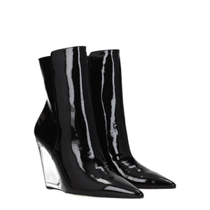Schwarze Lederstiefeletten