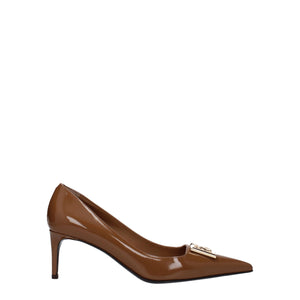Braune Leder Pumps mit hohem Absatz