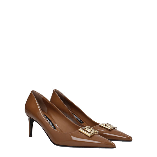 Braune Leder Pumps mit hohem Absatz
