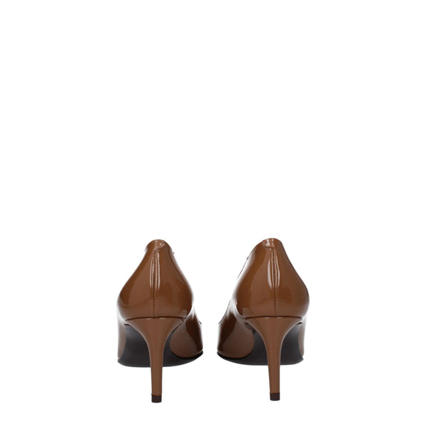 Braune Leder Pumps mit hohem Absatz