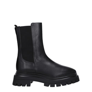 Schwarze Lederstiefeletten