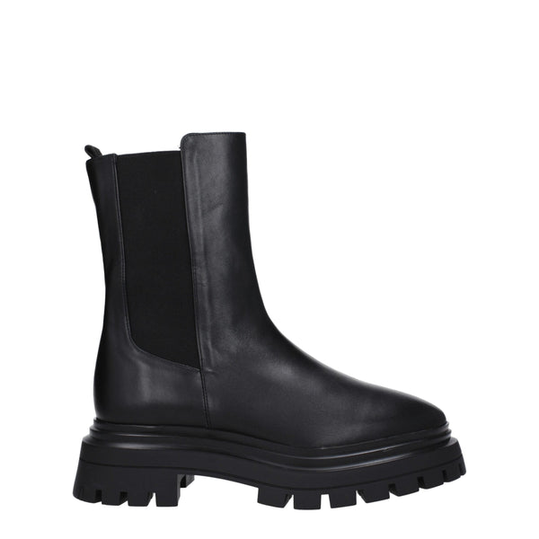 Schwarze Lederstiefeletten