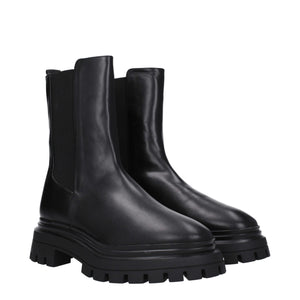 Schwarze Lederstiefeletten