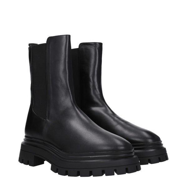 Schwarze Lederstiefeletten