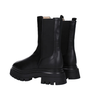 Schwarze Lederstiefeletten