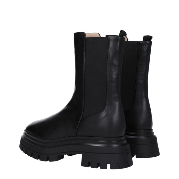 Schwarze Lederstiefeletten