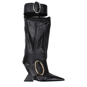 Schwarze Lederstiefel