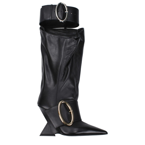 Schwarze Lederstiefel