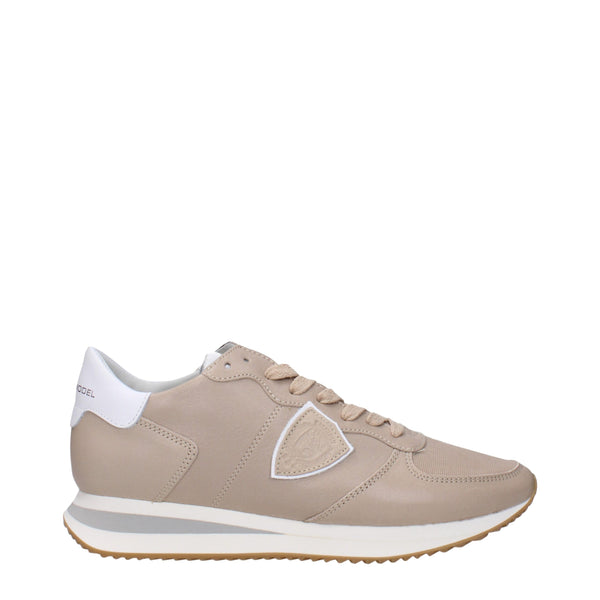 Beigefarbene Leder-Sneaker mit niedrigem Schaft