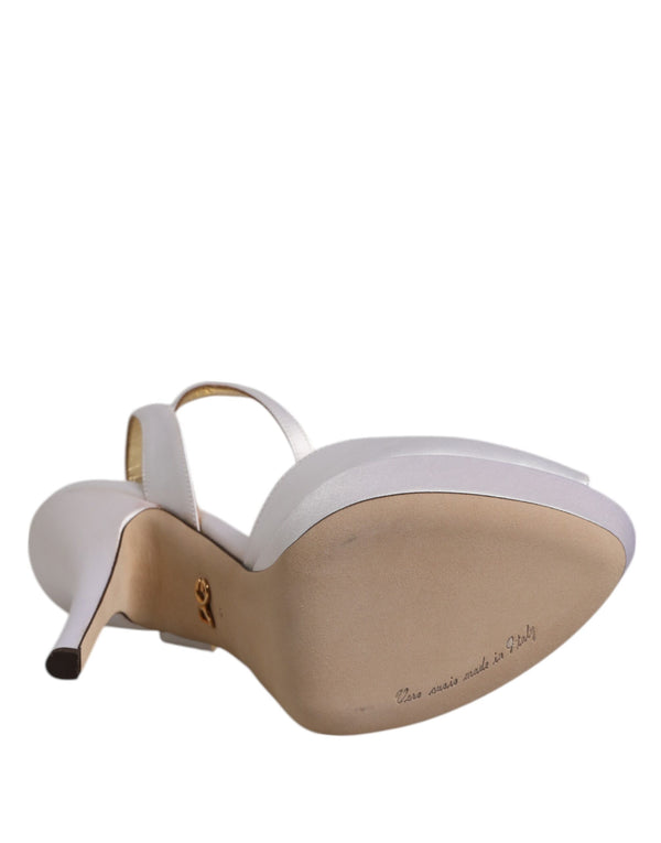 Weiß Satin Plateau Heels Sandalen Schuhe