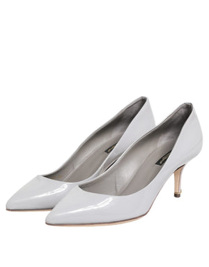 Hellgraue Leder Kitten Heels Pumps Schuhe