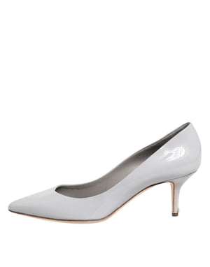 Hellgraue Leder Kitten Heels Pumps Schuhe