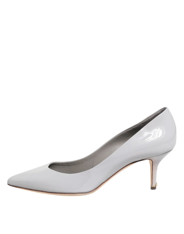 Hellgraue Leder Kitten Heels Pumps Schuhe