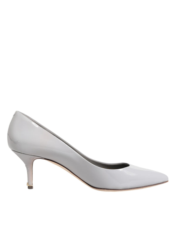 Hellgraue Leder Kitten Heels Pumps Schuhe