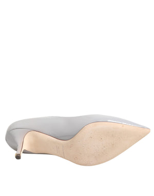 Hellgraue Leder Kitten Heels Pumps Schuhe