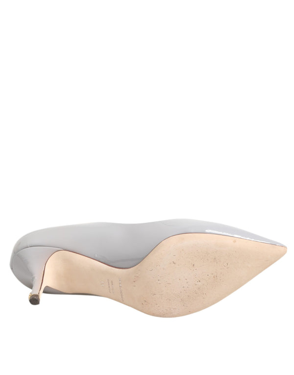 Hellgraue Leder Kitten Heels Pumps Schuhe