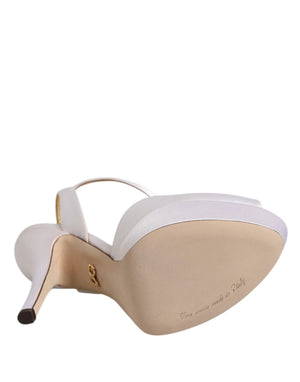 Weiß Satin Plateau Heels Sandalen Schuhe