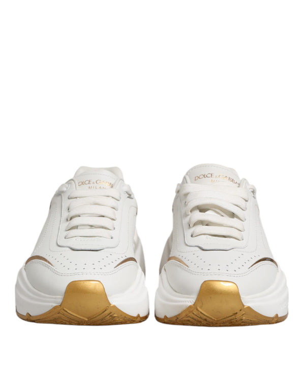 Weiß Gold DAYMASTER Leder Turnschuhe Schuhe