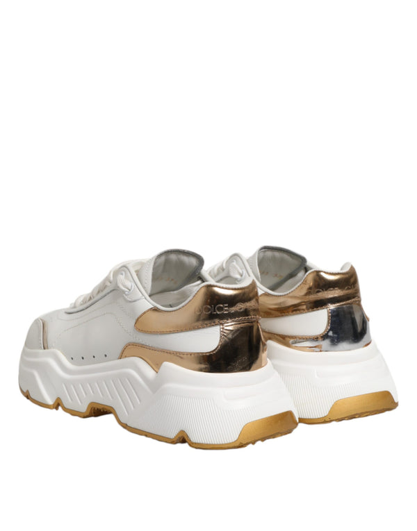 Weiß Gold DAYMASTER Leder Turnschuhe Schuhe