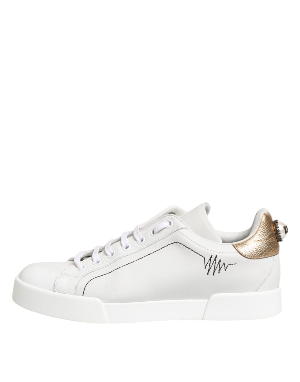 Weiß Gold Leder Low Top Sneakers Schuhe