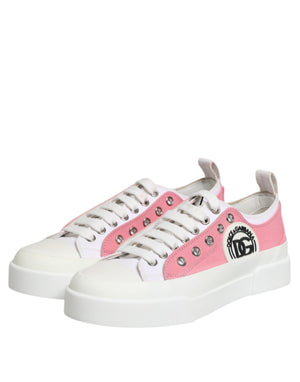 Weiß Rosa Canvas Low Top Turnschuhe Schuhe