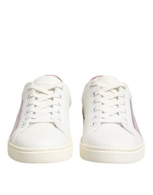 Weiß Rosa Leder Low Top Turnschuhe Schuhe
