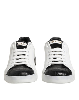 Weiß Schwarz Leder Portofino Sneaker Schuhe