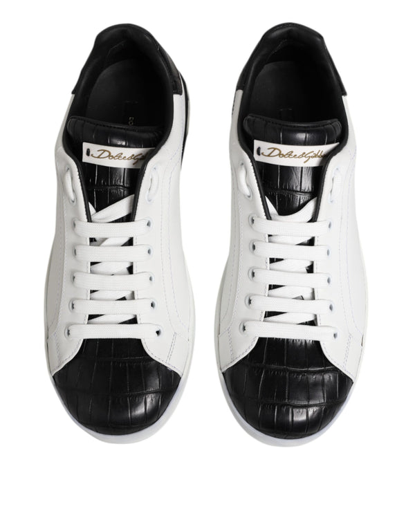 Weiß Schwarz Leder Portofino Sneaker Schuhe