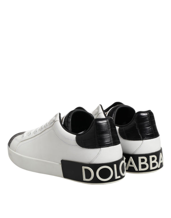 Weiß Schwarz Leder Portofino Sneaker Schuhe