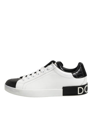 Weiß Schwarz Leder Portofino Sneaker Schuhe