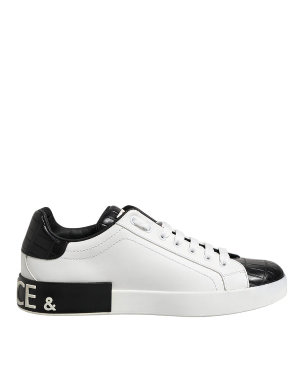 Weiß Schwarz Leder Portofino Sneaker Schuhe